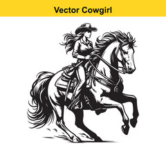 A Cowgirl Vector line art.	