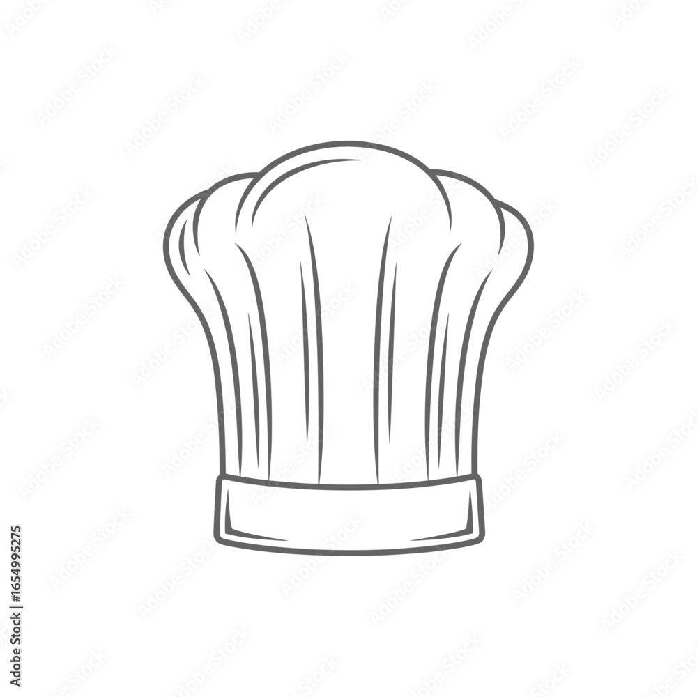 Poster illustration of a chef's hat with a simple design and outline on a white background in a vector form