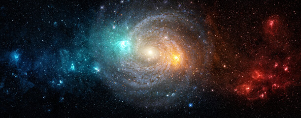 Space scene with stars in the galaxy. Panorama. Universe filled with stars, nebula and galaxy,. Elements of this image furnished by NASA © Tryfonov