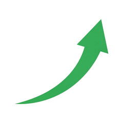 Green arrow isolated on white background indicating upward trend