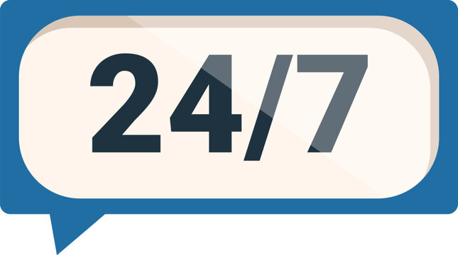247 service availability highlighted in a speech bubble, symbolizing constant support and accessibility