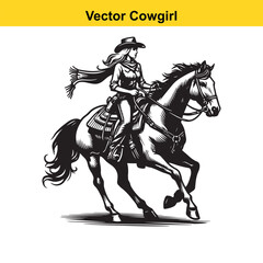 Fototapeta premium A Cowgirl Vector line art. 