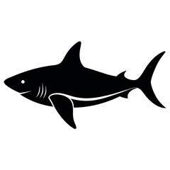 Obraz premium Powerful Shark Silhouette Swimming Through the Deep Blue Sea, a Predatory Marine Animal Vector Illustration