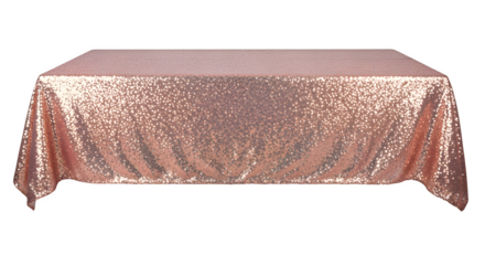 Sequin-covered party tablecloth, isolated on white background
