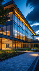 Eco-friendly building with energy-efficient appliances and LED lighting