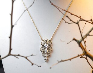 Fototapeta premium Delicate gold necklace with diamonds