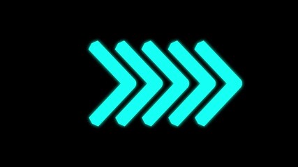 cyan arrow pointing graphic animation. Arrow sign symbol looping animation direction concept animated in transparent background.