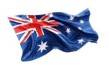 Waving Australian flag against black background