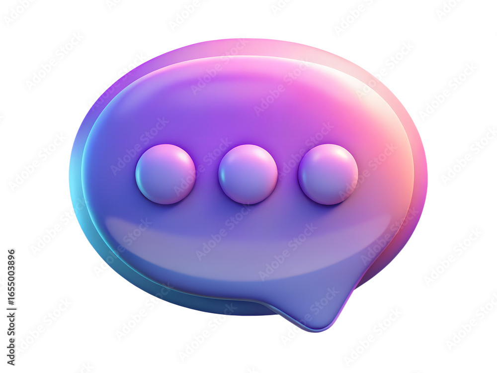 Fototapete a glossy 3d rendering of a chat bubble icon with three dots, symbolizing communication and messages,