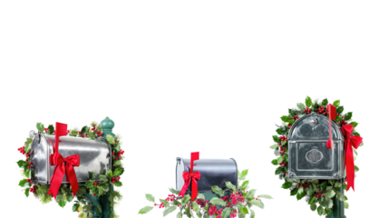 Christmas decorative post box on transparent background png