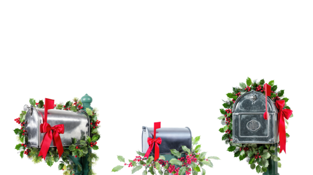 Christmas decorative post box on transparent background png