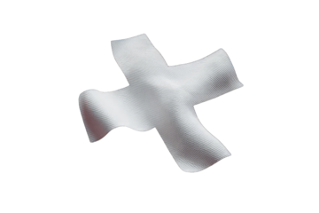 A white, slightly irregular cross shape on a black background.  It's smooth