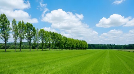 Obraz premium green field with blue sky