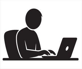 Person using laptop, remote work concept, freelancer working from home