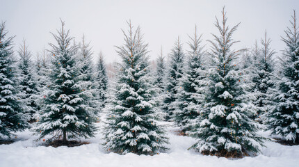 Naklejka premium Snowy Christmas Tree Farm