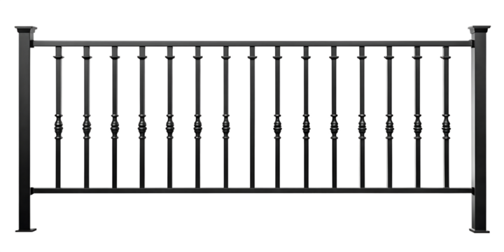Metal railing with decorative spindles isolated on a transparent background balustrade - Powered by Adobe