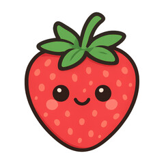 Obraz premium PNG Cute smiling strawberry illustration.