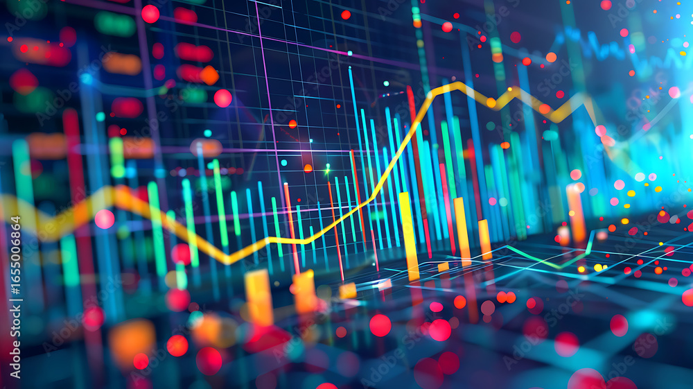 Aufkleber abstract chart with lines and bars: visual representation of trends, patterns, and data analysis.