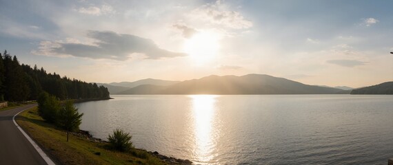 Fototapeta premium sunrise over the lake