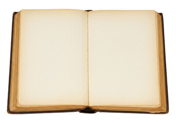 Naklejka premium Open book isolated on transparent background for writing, drawing, sketching and creative projects.