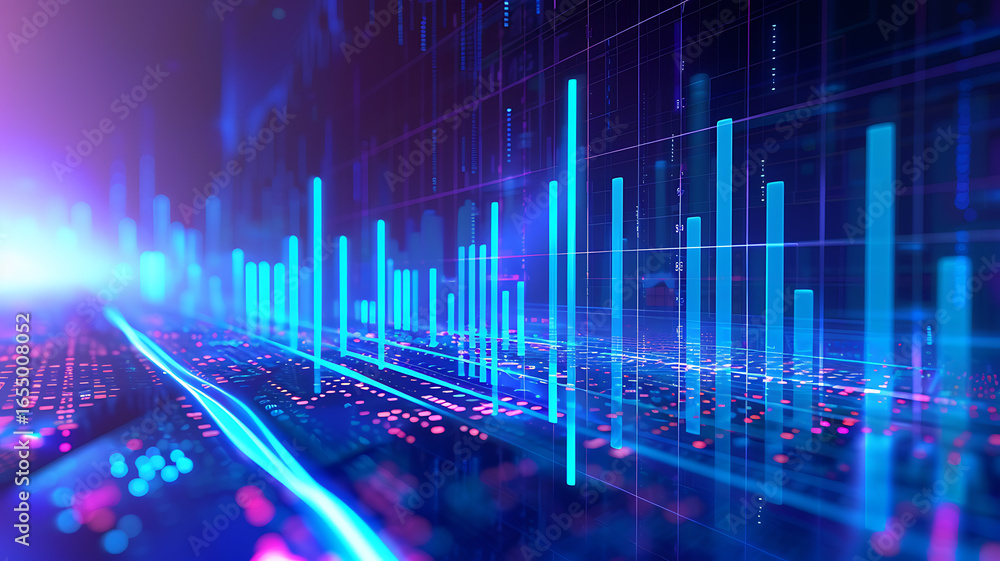 Aufkleber abstract digital landscape with glowing data visualization for futuristic technology concepts and in