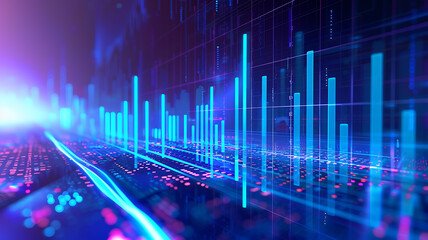 Abstract Digital Landscape with Glowing Data Visualization for Futuristic Technology Concepts and Innovation.