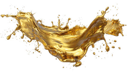 Golden liquid splash against a black background