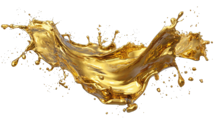 Golden liquid splash against a black background