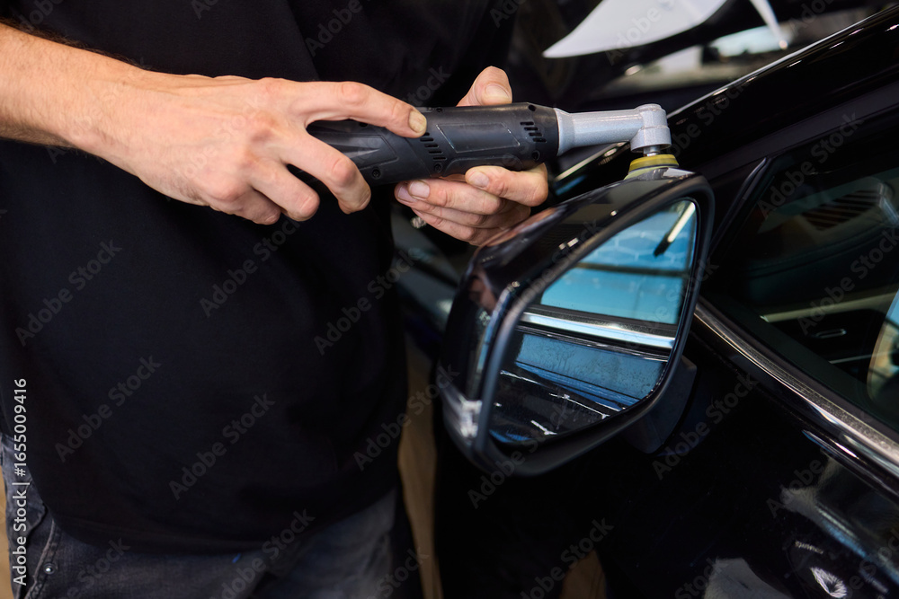 Poster experience the art of professional car detailing with a polishing tool in action today