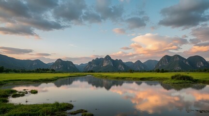 sunset over the lake