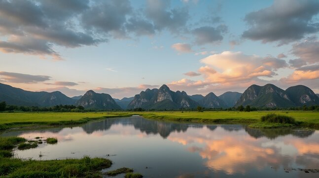 sunset over the lake
