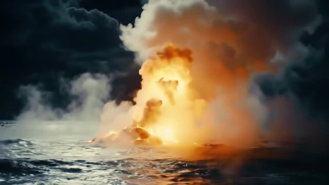 Eerie Ocean-to-Steam Transformation &ndash; Illuminated Elemental Force Display