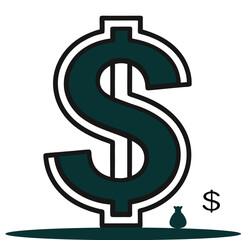 Finance Graphic – Blue Dollar Icon with Outline