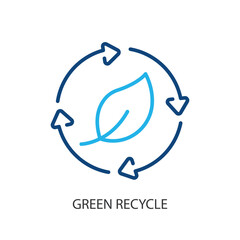Green recycle thin line vector icons.