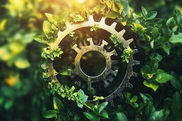 hi tech, mechanical technology for carbon neutrality concept. Environment and carbon management