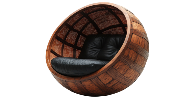 Designer ball chair cut out on white background PNG