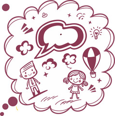 Speech bubble text frame dialog cloud hand drawn set.