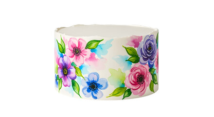 Watercolor floral buttercream cake, isolated on white background