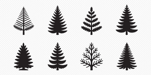 Fototapeta premium set of christmas tree, spruce, pine tree silhouette design vector isolated