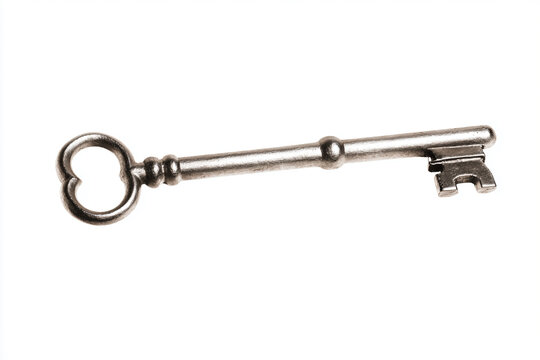 a silver key with a hole in the middle