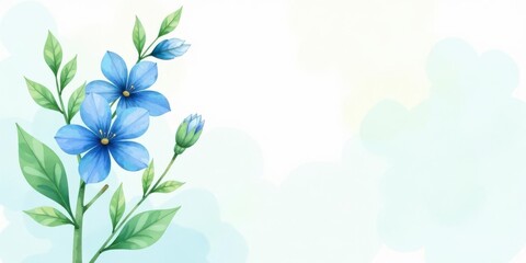 Serene Blue Flowers with Soft Watercolor Background, Ideal for Elegant Designs and Gentle Invitations