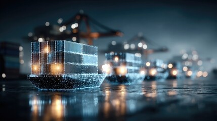 Floating holograms showing supply chain logistics