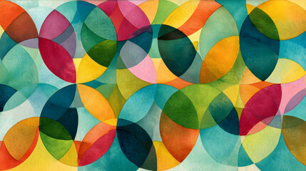 Abstract watercolor background with overlapping circles and vibrant colors for a modern design