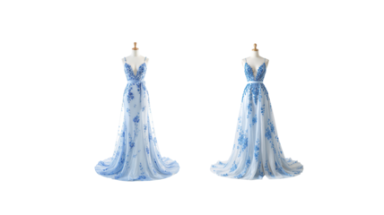 Blue and white dress on transparent background png