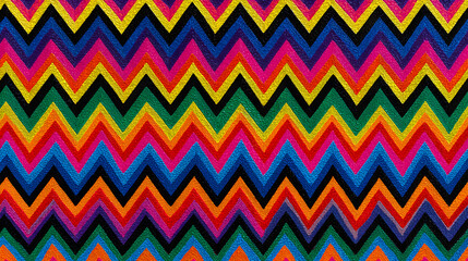Colorful zigzag pattern with black lines creates a dynamic and eyecatching background design