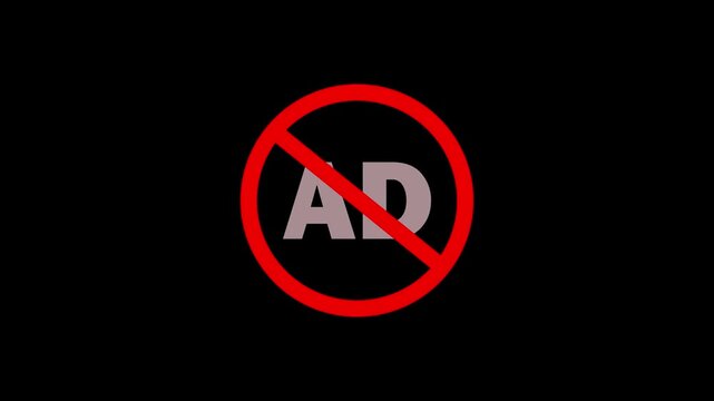 no ad crossed out mark color icon animation. ad not allowed icon animation. on black background. 
Advertising animations are not allowed, placing ads is prohibited. 
ad not allowed icon animation. 4K.