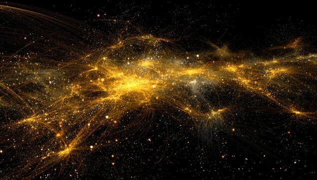 Abstract cosmic swirl of golden light