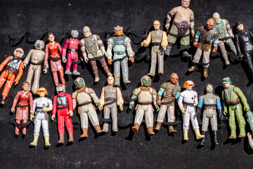 Naklejka premium Vintage Star Wars Action Figures Collection on Display 