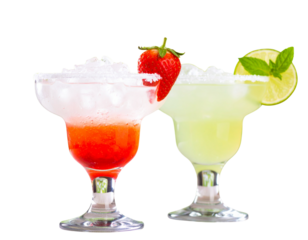  Colorful Margarita Duo with Ice and Mint, Frozen Cocktail Pairing for Summer Fun