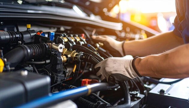 Mechanic Repairing Car Engine Expert Auto Maintenance and Repair Services